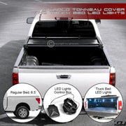 2016-2024 Nissan Titan/XD 6.5 Ft Bed Tri Fold Soft Tonneau Cover+LED Lights
