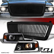 2004-2008 F150 Black LED Tube Bar Projector Headlights Amber+Vertical Grille