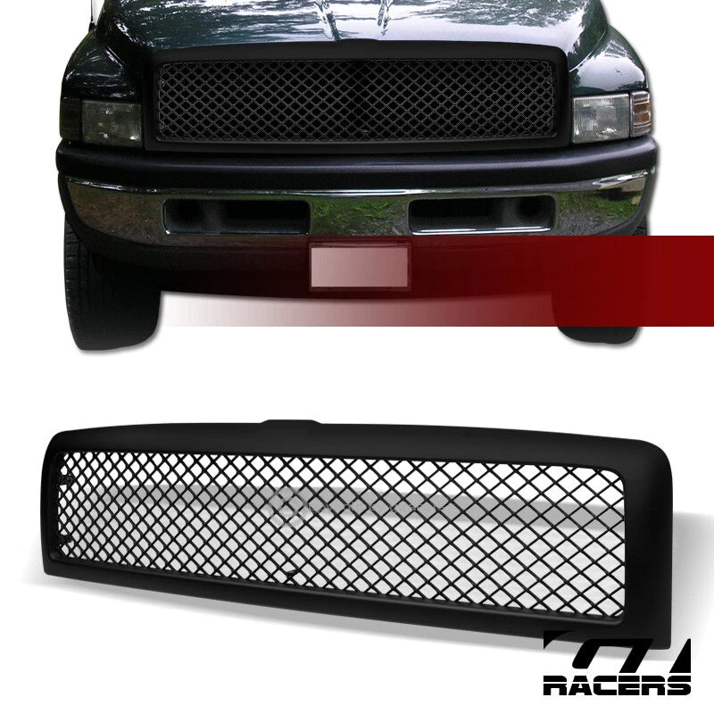 1994-2001 2002 Dodge Ram Matte Blk Mesh Front Hood Bumper Grill Grille Guard
