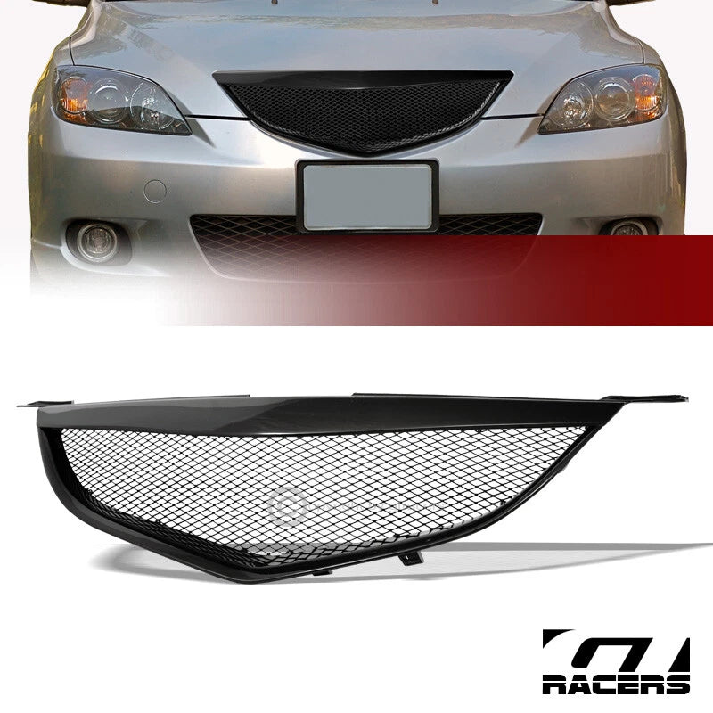 2004-2006 Mazda 3 Mazda3 Sedan Black Aluminum Mesh Front Bumper Grill Grille