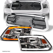 Switchback Sequential 13-18 Ram 1500 Chrome LED Headlights A+Big Horn Grille