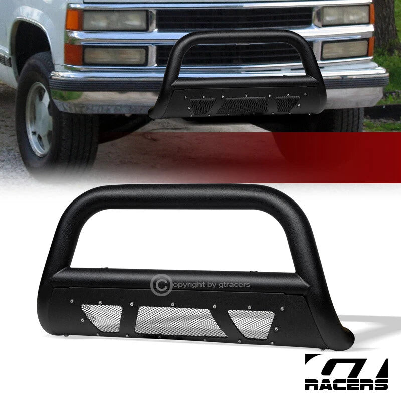 1988-2000 Chevy C10 C/K Silverado Textured Black Studded Mesh Bull Bar Guard