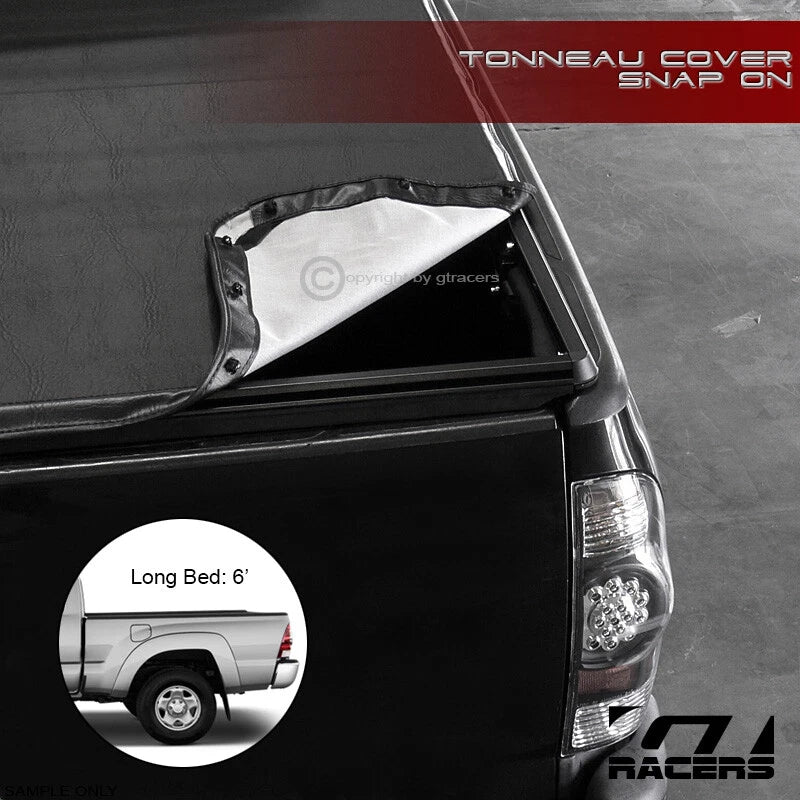 2016-2023 Toyota Tacoma 6 Ft 72" Long Bed Snap-On Soft Vinyl Tonneau Cover
