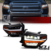 2014-2021 Toyota Tundra Black Full LED Sequential Quad Projector Headlights