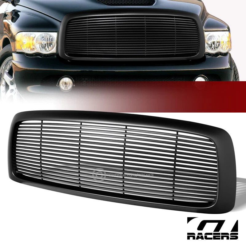 Matte Black 2002-2005 Dodge Ram Horizontal Billet Front Bumper Grill Grille