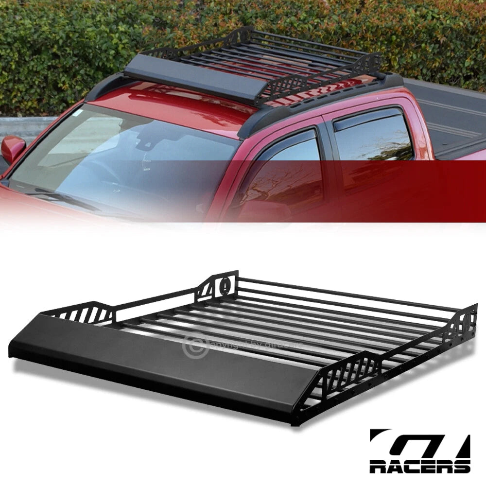 Extendable Steel Roof Rack Basket Travel Luggage Storage w/Wind Fairing Blk G05