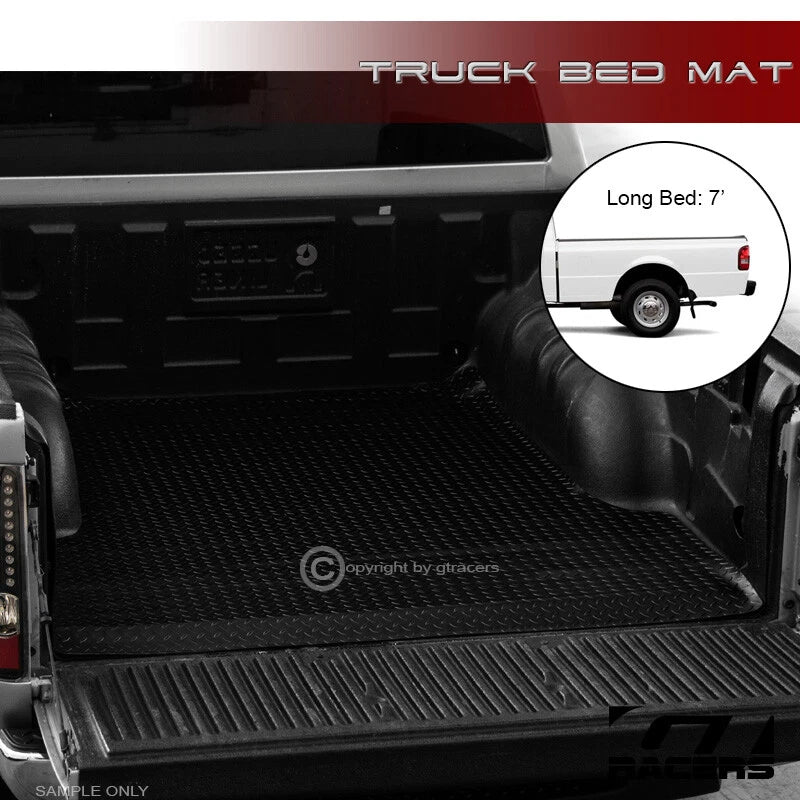 1983-2012 Ford Ranger 7 Ft/84" Blk Rubber Diamond Truck Bed Floor Mat Liner