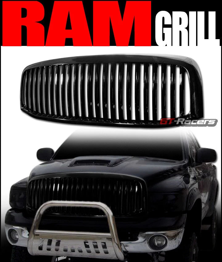 2006-2008/2009 Dodge Ram Black Vertical Front Hood Bumper Grille Guard 1Pc