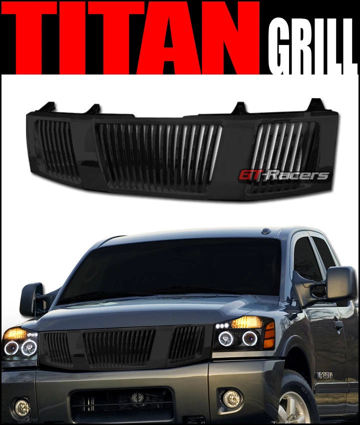 2004-2007 Nissan Titan/Armada Black Vertical Front Hood Bumper Grill Grille
