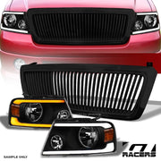 2004-2008 F150 Blk Sequential LED Tube Bar Headlights Amber+Vertical Grille