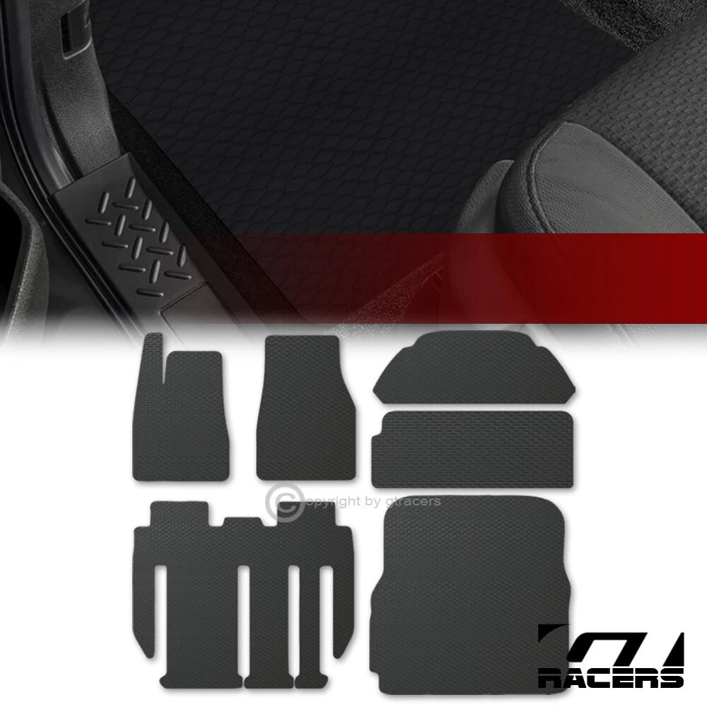 2020-2021 Tesla X 7 Seats Honeycomb HEX Rubber All Weather Floor Mats 6pc