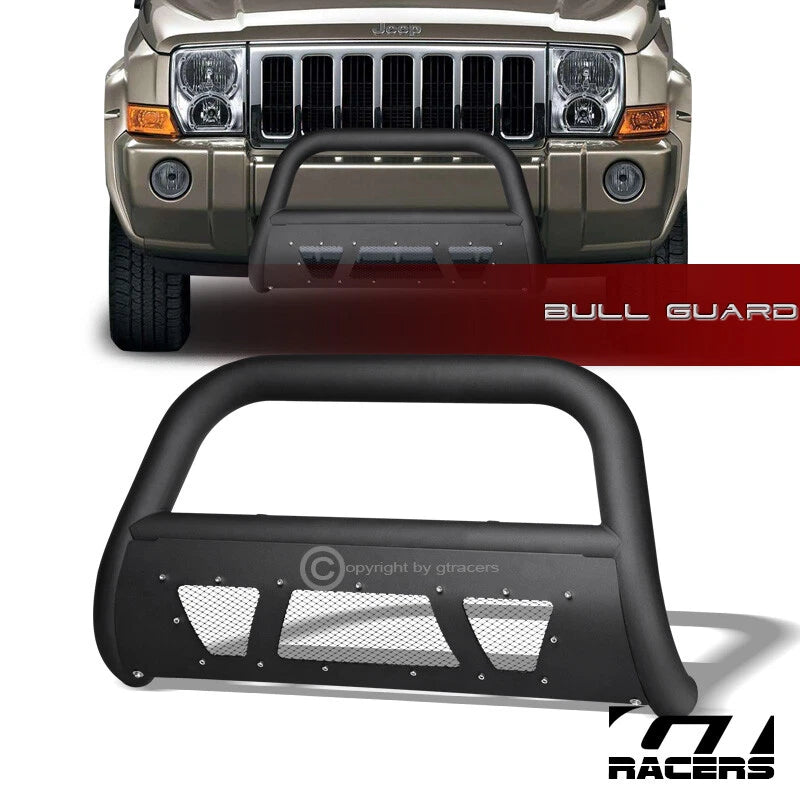 2005+ Grand Cherokee/Commander Matte Blk Studded Mesh Bull Bar Bumper Guard