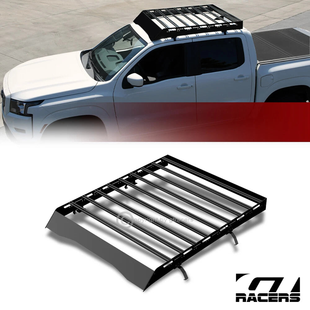 2022-2023 Rivian R1T Blk Modular Window Frames Roof Rack Basket+Wind Fairing
