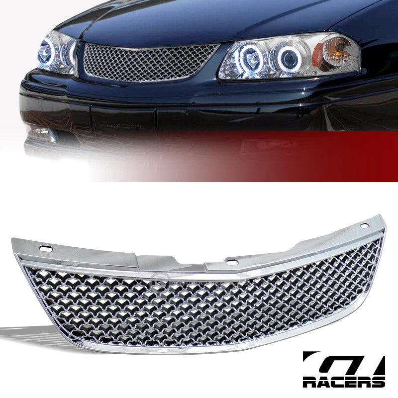 2000-2005 Chevy Impala Chrome Luxury Mesh Front Hood Bumper Grill Grille ABS