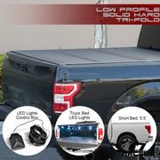 2016-2024 Titan 5.5 Ft Short Bed Low Profile Hard Tri Fold Tonneau Cover+LED