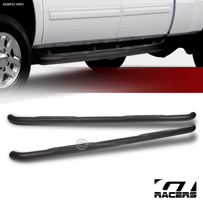 2007-2018 Silverado/Sierra Crew Cab 3" Matte Blk Side Step Nerf Bars Boards