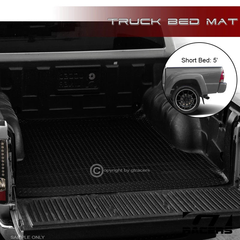2005-2022 Toyota Tacoma 5 Ft Black Rubber Diamond Truck Bed Floor Mat Liner