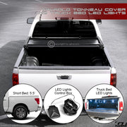 2016-2024 Nissan Titan 5.5' Short Bed Tri Fold Soft Tonneau Cover+LED Lights