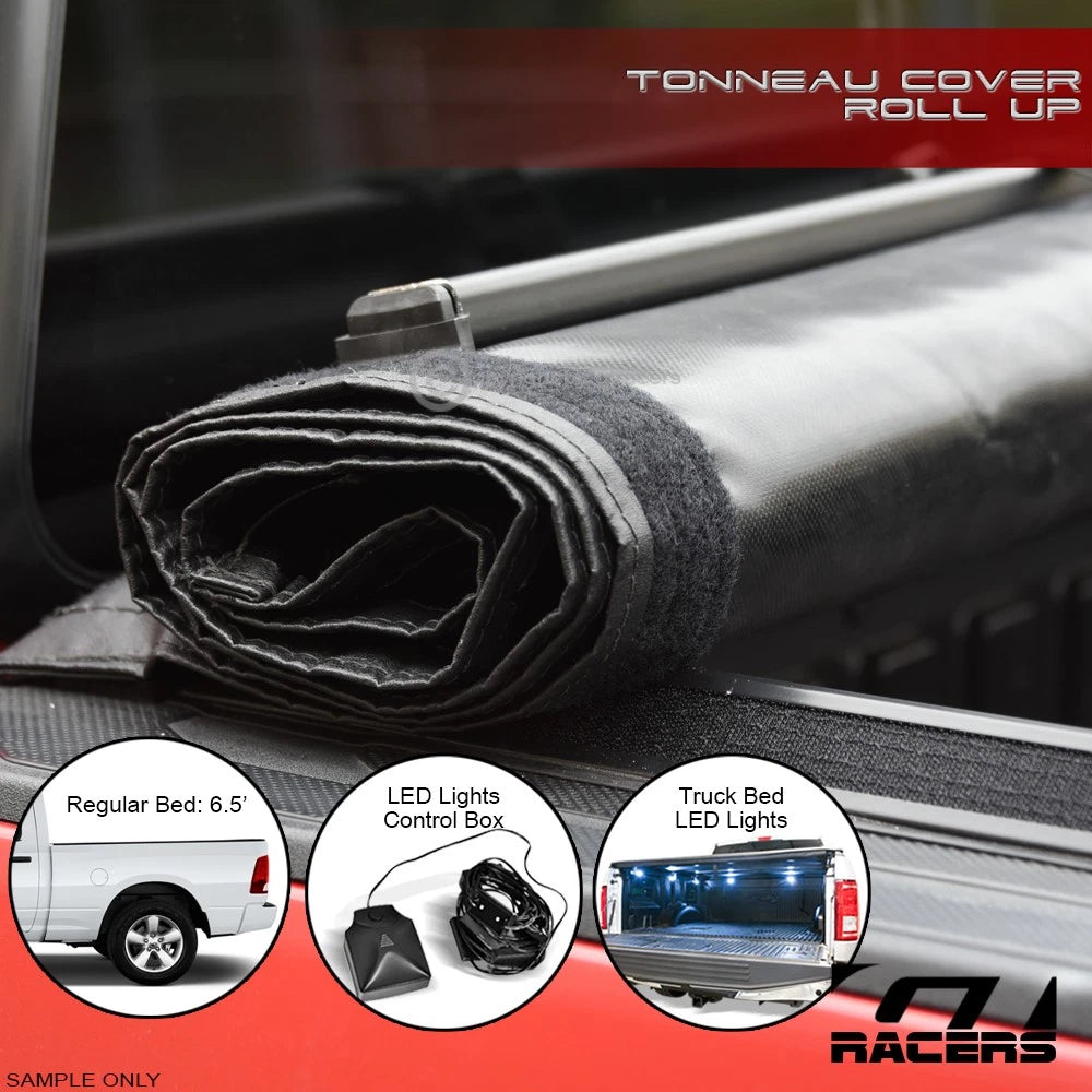 2002-2008 Dodge Ram 6.5'/78" Lo Pro Roll Up Tonneau Cover v2+LED Bed Lights
