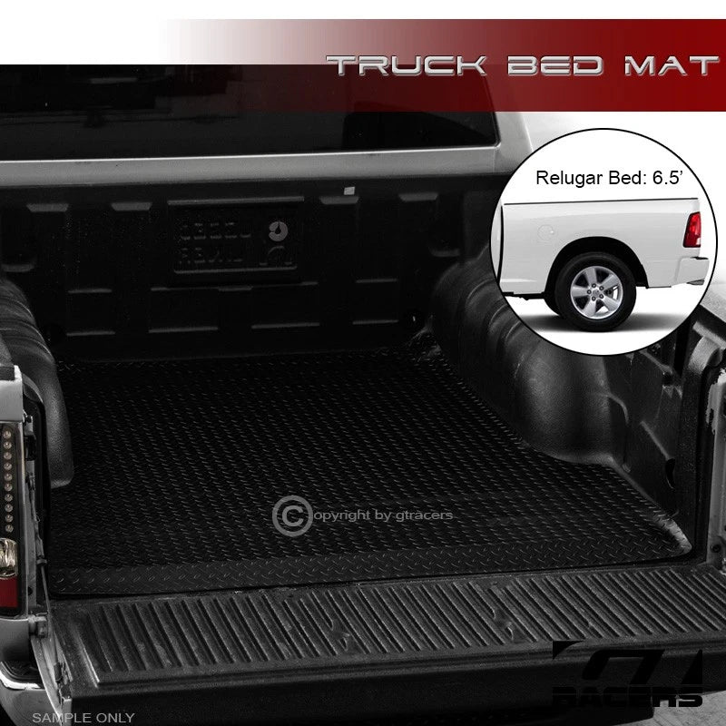 2002-2018 Dodge Ram 6.4/6.5 Ft Blk Rubber Diamond Truck Bed Floor Mat Liner