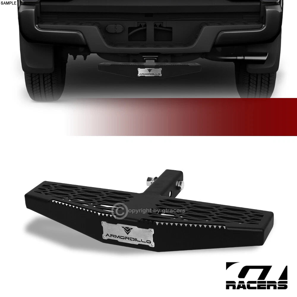 Matte Black Wide Mesh Style Rear Bumper Trailer Hitch Step w/2" Tow Receiver G14