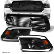 13-18 Ram 1500/Classic Blk LED Tube Projector Headlights Am+Big Horn Grille