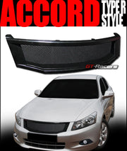 2008-2010 Accord 4 Door Glossy Black Aluminum Mesh Front Bumper Grille Guard