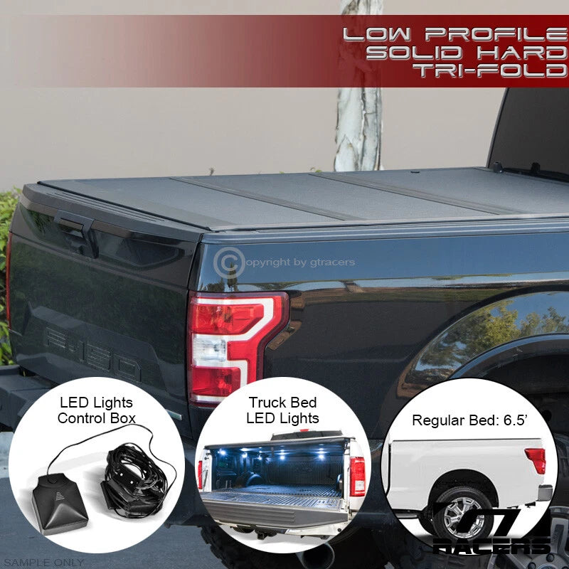 2016-2024 Titan/XD 6.5'/78" Bed Low Profile Hard Tri Fold Tonneau Cover+LED