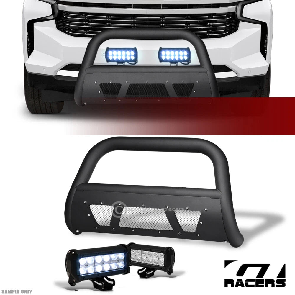 2021-2024 Tahoe/Suburban Matte Blk Studded Mesh Bull Bar+36W CREE LED Lights