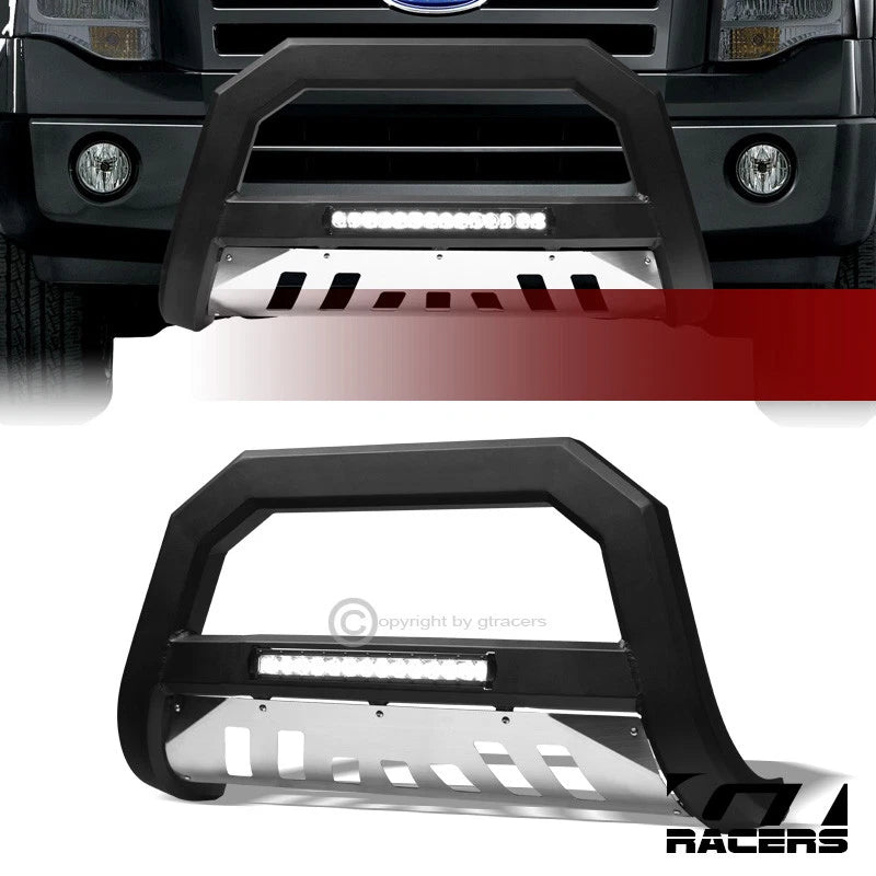 2004-2023 F150/Expedition Matte Blk/SS Skid AVT Aluminum LED Bull Bar Guard