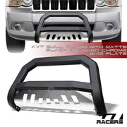 2008-2010 Grand Cherokee Matte Black AVT Edge Bull Bar Bumper Guard+Ss Skid