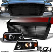 2004-2008 F150 Blk LED Tube Bar Projector Headlights Amber+Horizontal Grille