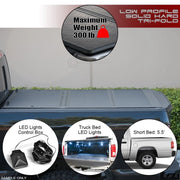 2000-2004 Dodge Dakota 5.5' Bed Low Profile Hard Tri Fold Tonneau Cover+LED