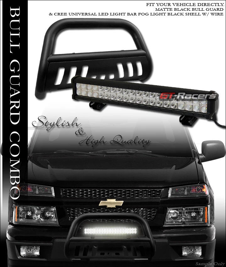 Matte Black Bull Bar Guard+120W CREE LED Light 04-12 Chevy Colorado/Canyon