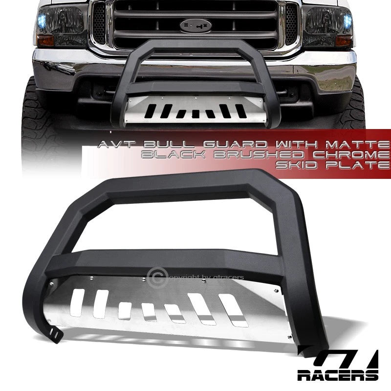2005-2007 F250/F350 Superduty Matte Blk AVT Edge Bull Bar Bumper Guard+Skid