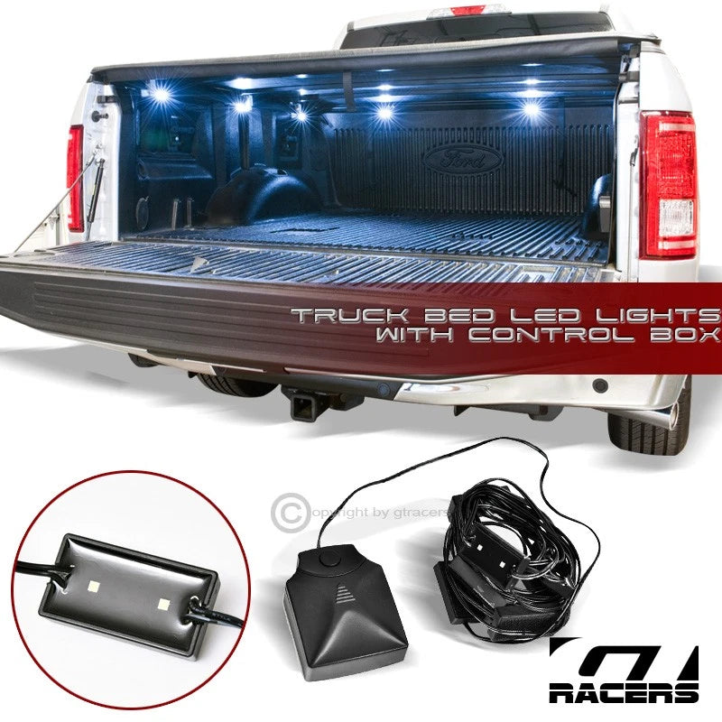16X White Led Trunk Cargo Truck Bed Lights Lamps Lighting Kit w/Control Box G01