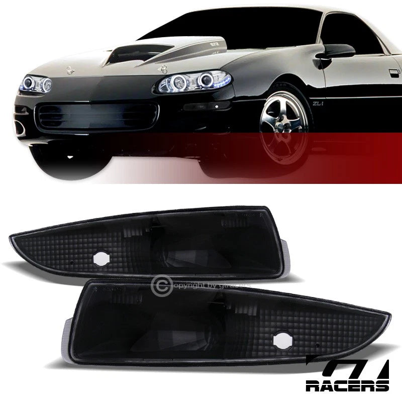 1993-2002 Chevy Camaro Black Clear Front Signal Parking Bumper Lights K2