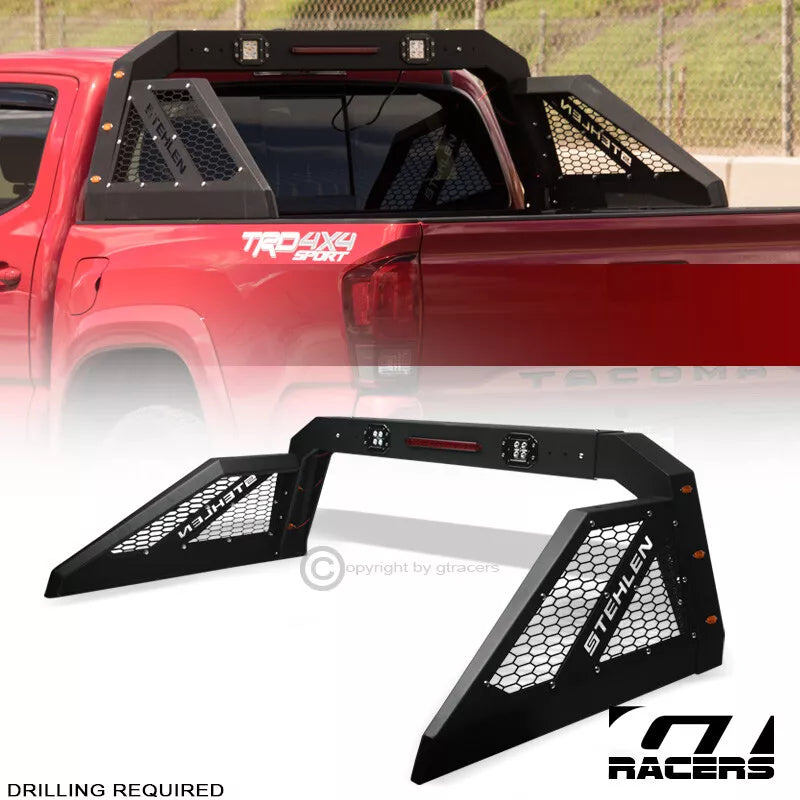 Pickup Truck Adjusable Chase Rack Roll Bar With 3rd Brake Lamp+LED+Amber GAB