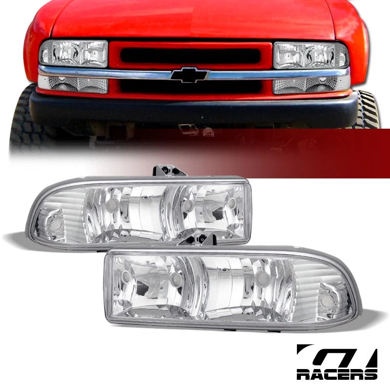 1998-2004 Chevy S10 Blazer/Pickup Chrome Housing Headlights Headlamp Lamp K2