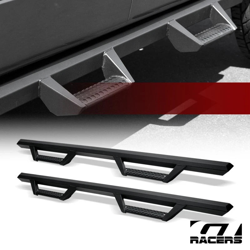 2007-2018 Silverado/Sierra Extended Matte Blk Hoop Drop Step Side Bars Board