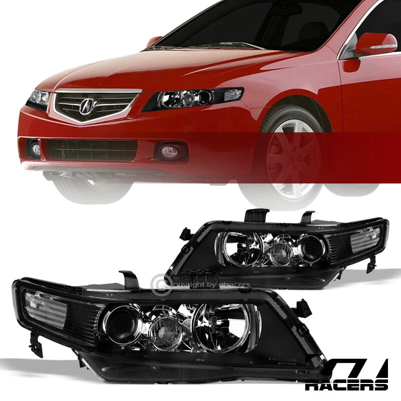 2004-2008 Acura TSX JDM Black Clear Projector Headlights HeadLamps Signal Nb