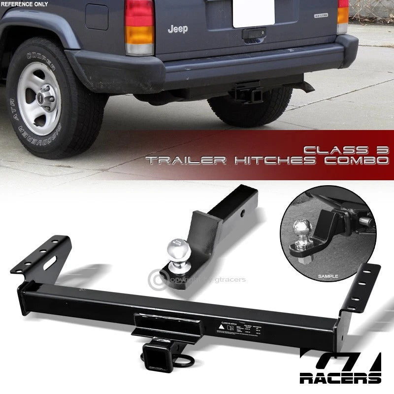 Class 3 Trailer Hitch Receiver+2" Ball Bumper Mount 1984-2001 Jeep Cherokee