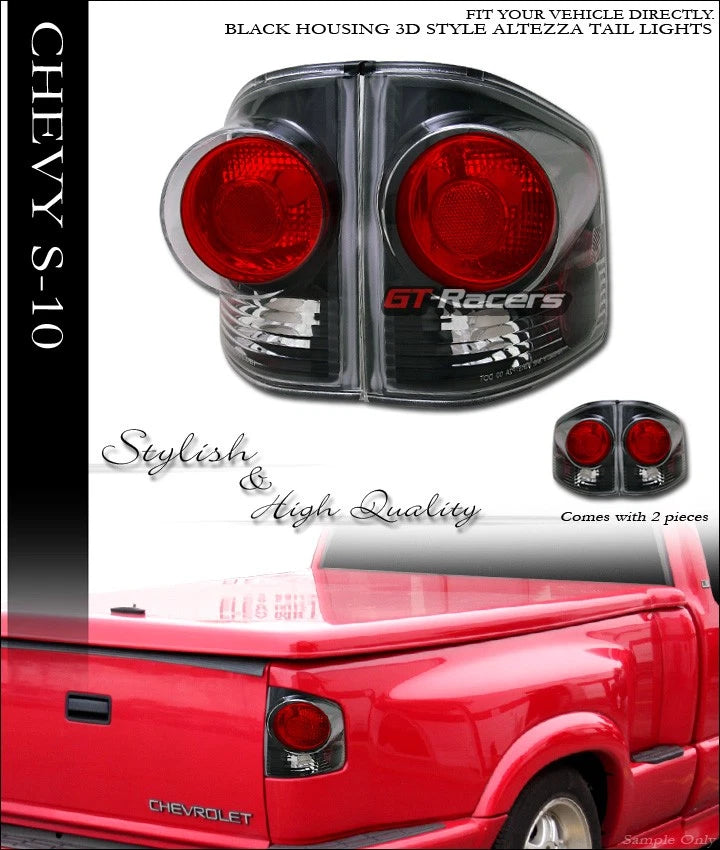 1994-2004 Chevy S10/GMC S15 Sonoma Black *3D* Sport Altezza Tail lights Lamp