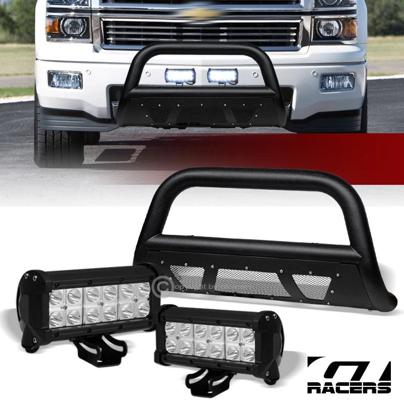 11-19 Silverado/Sierra 2500 Textured Blk Studded Mesh Bull Bar+36W CREE LED