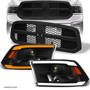Switchback Sequential 13-18 Ram 1500 Blk LED Pro Headlights A+Matte M Grille