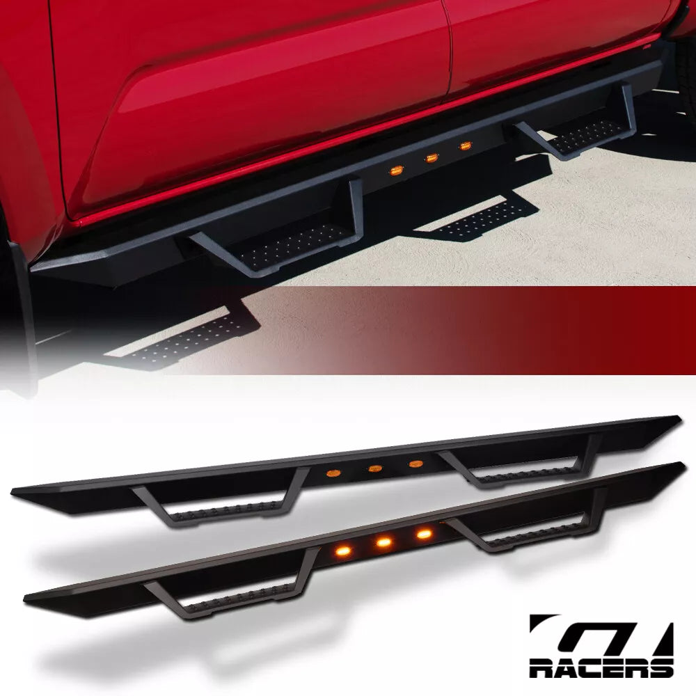 2019-2023 Dodge Ram 1500 Crew Cab Matte Blk Modular LED Drop Step Nerf Bars