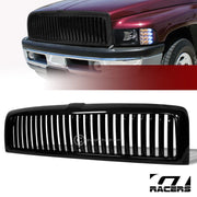 1994-2002 Dodge Ram Black Vertical Badgeless Front Bumper Grill Grille ABS