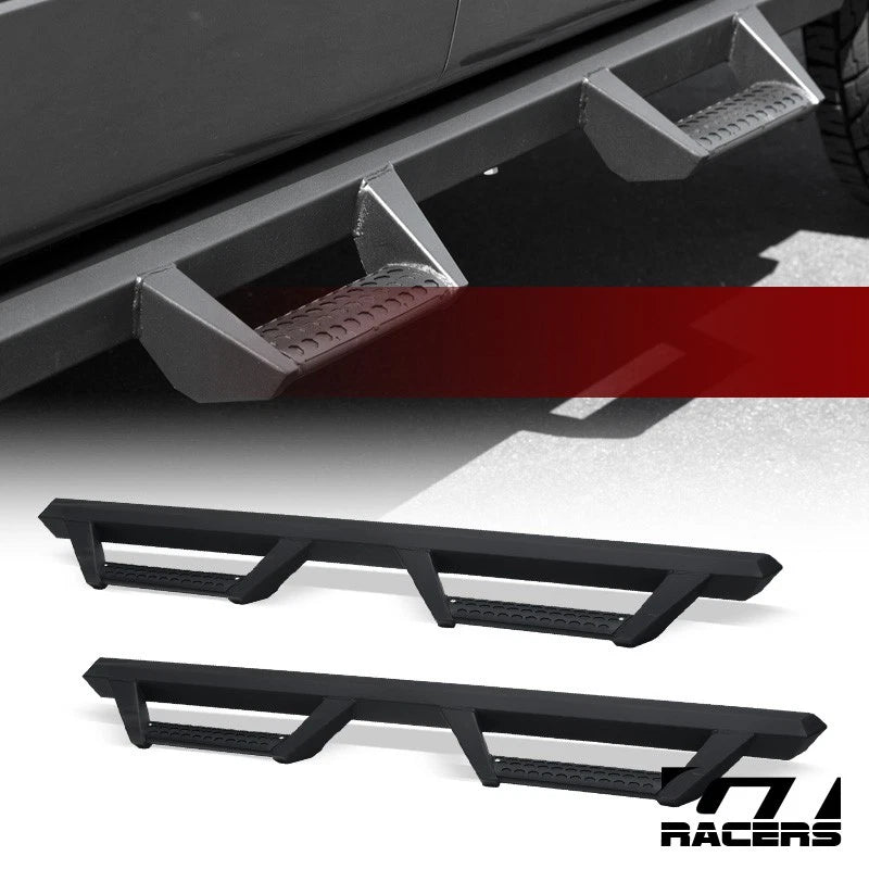 2021-2024 Ford Bronco 4 Door Matte Black Hoop Drop Step Side Nerf Bars v2