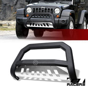 2007-2009 Jeep Wrangler JK Matte Blk/SS Skid AVT Edge Bull Bar Grille Guard