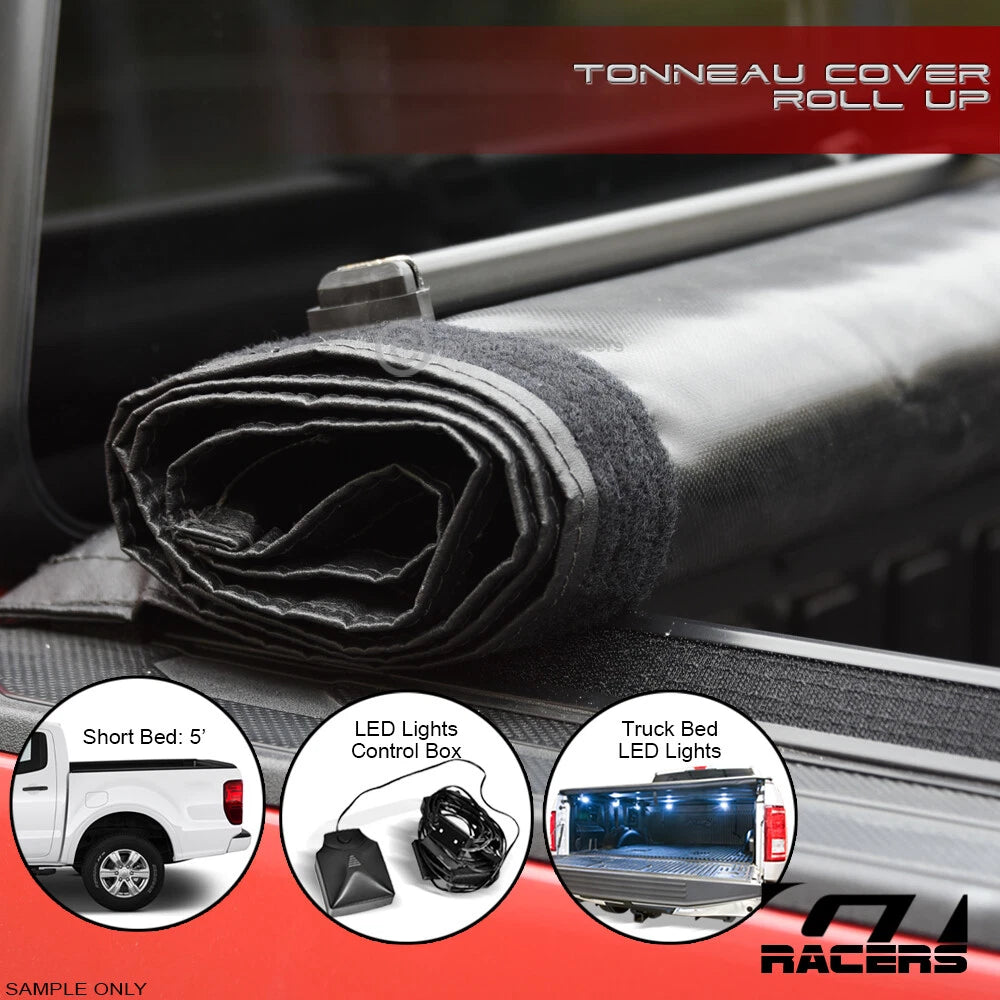 2019-2023 Ford Ranger 5'/60" Lo Pro Roll Up Tonneau Cover v2+LED Bed Lights